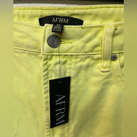 AFRM Yellow Straight Leg Jeans Distressed Style - Picture 2 of 5